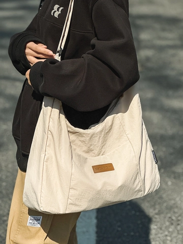 Große Kapazität Nylon Tote Bag Japanisch Minimalistisch Leichte Schulter Umhängetasche Für Casual Täglich Reise Damen Herren
