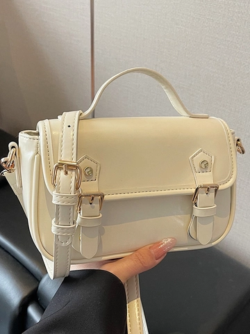 Sac Messager en Cuir PU Style Britannique Vintage Sacoche Femme Rétro Petit Sac Carré Bandoulière Sac à Main Pour Navette Quotidienne