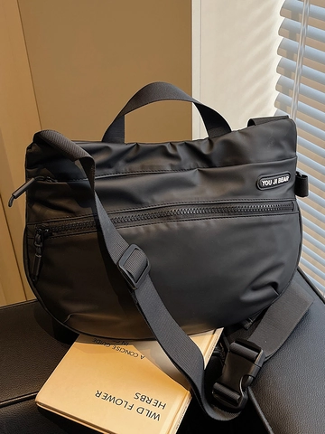 Bolso Bandolera de Nailon Casual para Hombre y Mujer Bolso Tote de Viaje de Gran Capacidad Bolso Minimalista con Bolsillos