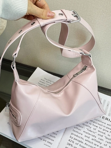 Women Urban Minimalist PU Leather Tote Bag Fashion Solid Color Crossbody Bag With Adjustable Eyelet Strap And Side Zippers
