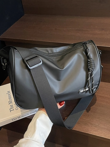 Unisex Workwear Style Polyester Crossbody Bag Lightweight Urban Minimalist Shoulder Bag For Daily Commute Travel Black