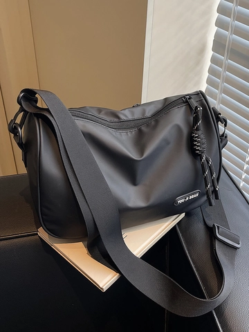 Unisex Workwear Style Polyester Crossbody Bag Lightweight Urban Minimalist Shoulder Bag For Daily Commute Travel Black