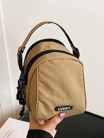 Minimalist PU Leather Crossbody Phone Bag For Women Men Casual Lucky Letter Patch Adjustable Strap Lightweight Travel Handbag