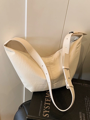Bolso Bandolera Hobo Sencillo de Cuero PU Casual para Mujer Bolso Dumpling Ligero Color Sólido Bolso de Viaje Estilo Urbano