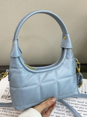 Dames Gewatteerde Onderarmtas Kleine PU Lederen Crossbodytas Mode Ruitpatroon Schoudertas Met Gouden Hardware Dagelijkse Handtas