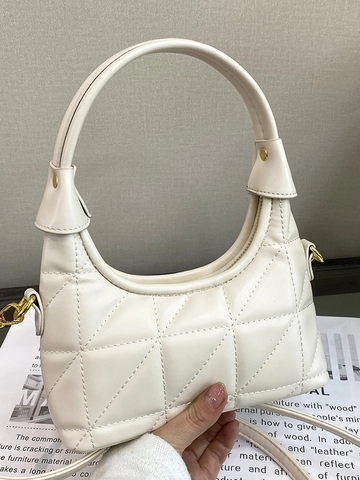 Dames Gewatteerde Onderarmtas Kleine PU Lederen Crossbodytas Mode Ruitpatroon Schoudertas Met Gouden Hardware Dagelijkse Handtas