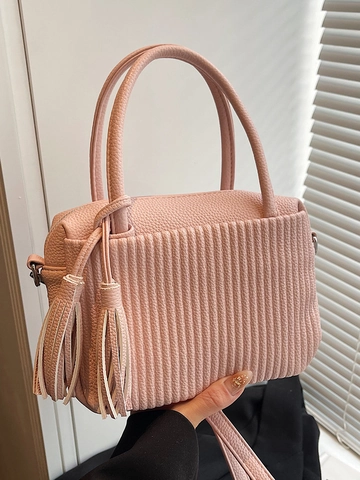 Women's Pleated PU Leather Handbag With Tassel Decor Vertical Pleats Top Handle Crossbody Bag Urban Minimalist Shoulder Purse