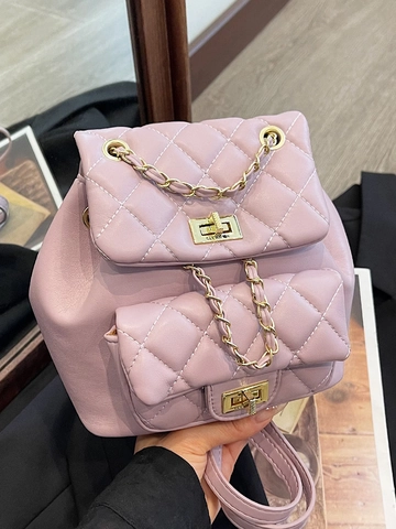 Sac à Dos Matelassé pour Femmes Mode Cuir PU Lingge Chaîne Sac à Épaule Décontracté Navettage Élégant Sac à Dos Luxe