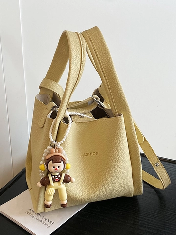 Sac Seau en Cuir PU à Motif Litchi de Mode pour Femmes Sac à Bandoulière Minimaliste de Grande Capacité Avec Sous-sac