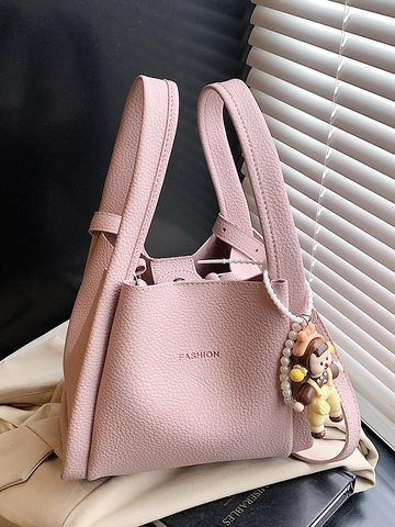 Sac Seau en Cuir PU à Motif Litchi de Mode pour Femmes Sac à Bandoulière Minimaliste de Grande Capacité Avec Sous-sac