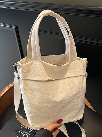 Japanese Korean Style Minimalist Pleated Handbag For Women Solid Color Versatile Lightweight Casual Crossbody Bag Small Tote Bag