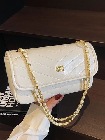 Borsa Quadrata Piccola in Pelle PU Trapuntata a V da Donna Con Tracolla a Catena Dorata Elegante Borsa a Tracolla Moda per Party