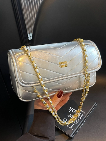 Borsa Quadrata Piccola in Pelle PU Trapuntata a V da Donna Con Tracolla a Catena Dorata Elegante Borsa a Tracolla Moda per Party