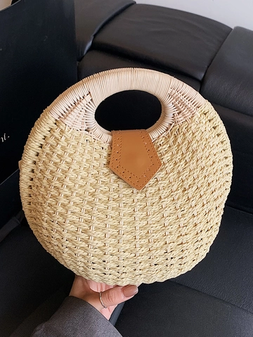 Handgefertigte Strohgewebte Muschel Handtasche Für Damen Bohemian Sommer Strand Urlaub Stil Lässige Handtasche Strohtasche
