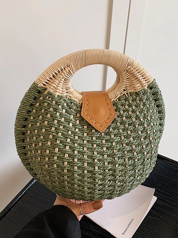 Handgefertigte Strohgewebte Muschel Handtasche Für Damen Bohemian Sommer Strand Urlaub Stil Lässige Handtasche Strohtasche