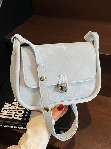 Mode PU Leder Kleine Quadratische Umhängetasche Für Damen Urban Minimalistisch Klappverschluss Schultertasche Mit Metallschloss