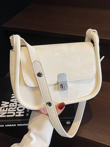 Mode PU Leder Kleine Quadratische Umhängetasche Für Damen Urban Minimalistisch Klappverschluss Schultertasche Mit Metallschloss