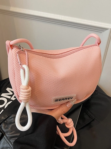 Damen PU Dumpling Umhängetasche Leichte Netzstruktur Handytasche Urban Minimalist Reißverschluss Schultertasche Mit Seilgurt