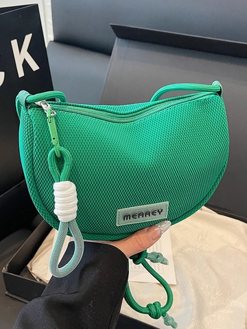 Damen PU Dumpling Umhängetasche Leichte Netzstruktur Handytasche Urban Minimalist Reißverschluss Schultertasche Mit Seilgurt
