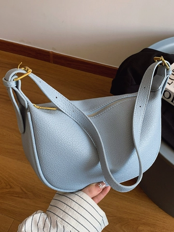 Bolso Bandolera de Mujer en Cuero PU Granulado Bolso de Hombro de Media Luna Minimalista Moda Versátil Color Sólido