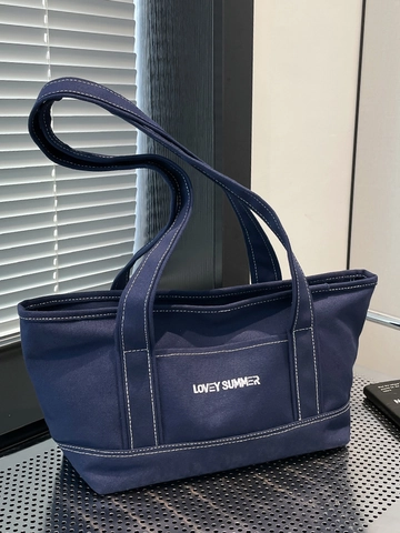 Γυναικεία Casual Τσάντα Tote από Καμβά Ιαπωνικό Στυλ Τύπωμα Γραμμάτων Τσάντα Ώμου Με Αντιθετική Ραφή Μεγάλης Χωρητικότητας