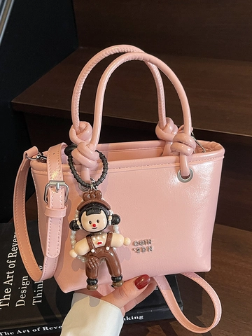Minimalistische Eimer-Handtasche Aus Kunstleder Für Damen Einfarbige Umhängetasche Mit Abnehmbarem Gurt Elegante Urbane Pendlertasche
