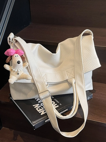 Bolso de Mano de Cuero PU con Grano de Lichi para Mujer Gran Capacidad Minimalista Estilo Coreano Bolso Bandoulière