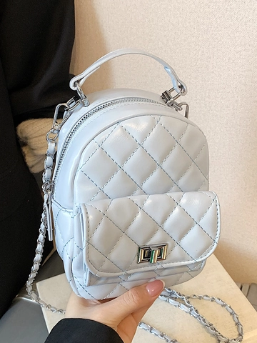 Damen Mini Gesteppter Rugzak Mode PU Leder Kettengurt Kleiner Rugzak Tasche Eleganter Damen Reiserucksack Täglicher Gebrauch