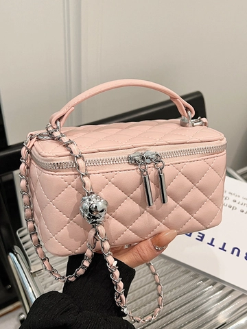Elegante Koreanischen Stil Gesteppte Rautenmuster Kosmetiktasche Für Damen Luxus PU Leder Kette Umhängetasche Kleine Box Tasche
