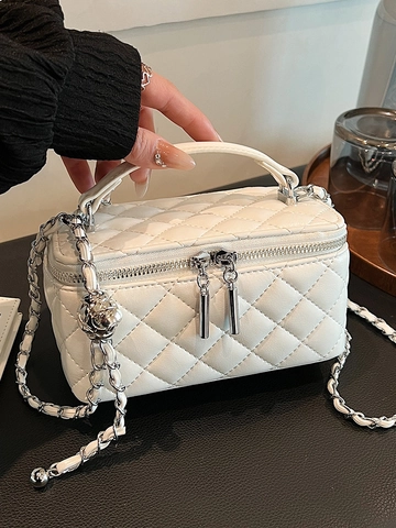 Elegante Koreanischen Stil Gesteppte Rautenmuster Kosmetiktasche Für Damen Luxus PU Leder Kette Umhängetasche Kleine Box Tasche