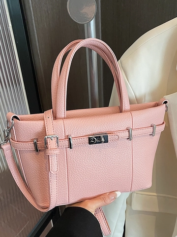 Elegante PU Leren Beuteltas Met Litchi Korrel Voor Dames Zakelijke Handtas Met Metalen Slot En Verstelbare Schouderband