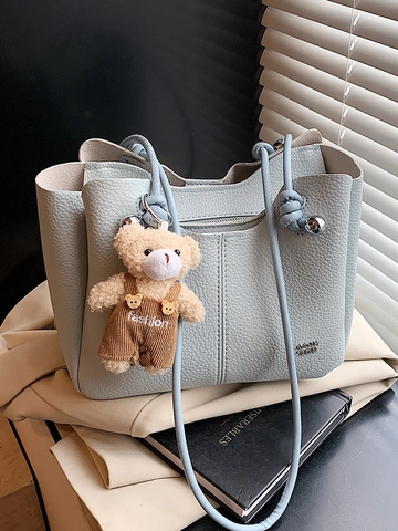 Borsa Tote in PU con Motivo Litchi da Donna Borsa a Tracolla Casual Pendolare Versatile Elegante Grande Capacità