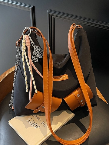 Borsa a Tracolla da Donna in Pelle PU Grande Capacità Zaino Tote Trendy Street Style Casual Patchwork Borsa a Catena