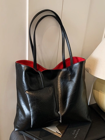 Borsa Tote da Donna in Pelle PU Grande Capacità Texture Metallica Increspata Set Borsa a Spalla Business Con Pochette Casual