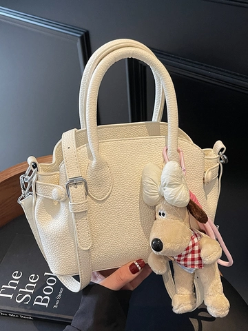 Sac à Main Femme Forme Coquille Minimaliste Texture Litchi en Cuir PU Sac Bandoulière Style Coréen Doux Navette Sac à Main