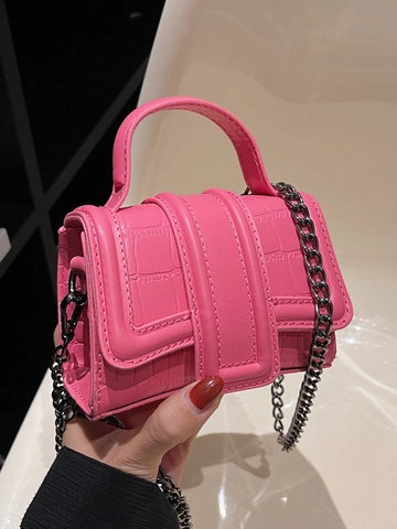 Mini Sac Carré Chic Motif Crocodile Femmes Cuir PU Chaîne Métallique Sac Bandoulière Petite Rabat pour Fête Quotidien