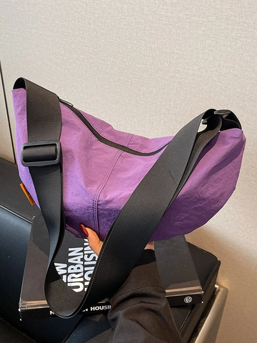 Borsa a Tracolla Casual in Tessuto Lavato a Mezzaluna Grande Capacità Borsa a Spalla Leggera per Donna Viaggi Pendolare Quotidiana