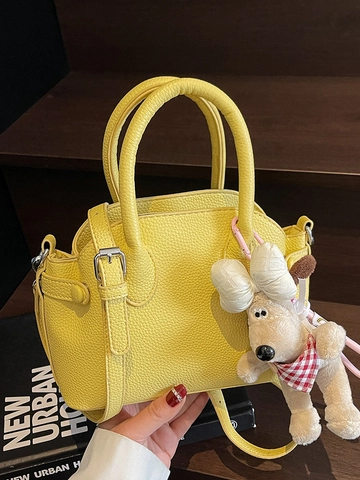 Sac à Main Femme Forme Coquille Minimaliste Texture Litchi en Cuir PU Sac Bandoulière Style Coréen Doux Navette Sac à Main