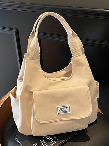 Sac à Épaule Minimaliste en Toile pour Femmes Grande Capacité Sac Fourre-Tout Décontracté Avec Multi Poches Pour Quotidien