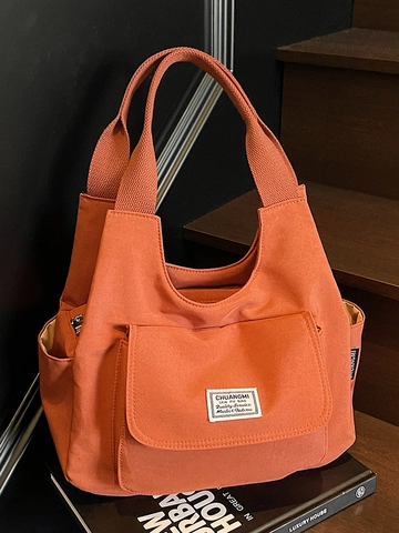 Sac à Épaule Minimaliste en Toile pour Femmes Grande Capacité Sac Fourre-Tout Décontracté Avec Multi Poches Pour Quotidien