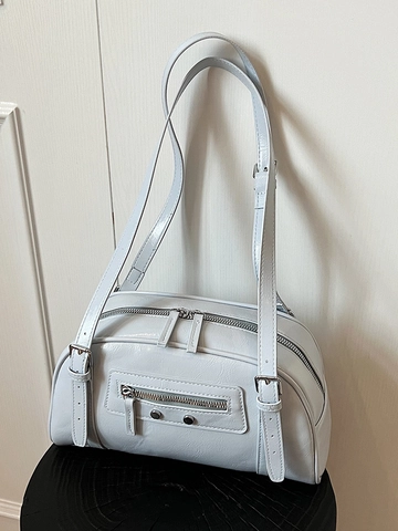 Bolso Boston De Axila De Cuero PU Minimalista Color Sólido Vintage Bolso De Hombro Premium Elegante Bolso De Mano Para Mujer