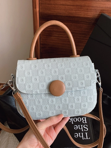 Borsa a Tracolla Vintage in Pelle PU da Donna Stile Coreano Piccola Borsa Quadrata con Fibbia Rotonda Minimalista Elegante Borsa a Mano