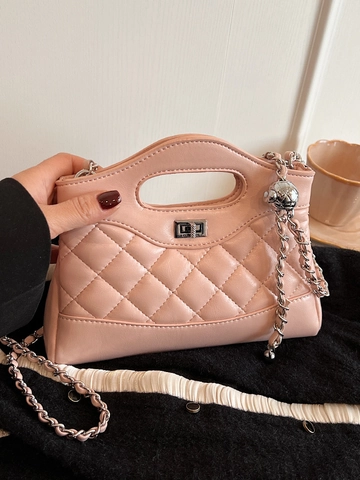 Elegante Borsa a Tracolla Trapuntata in Pelle PU per Donna Piccola Borsa Quadrata Con Cinturino a Catena e Serratura in Metallo