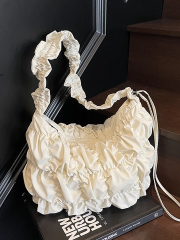 Borsa Tote Increspata alla Moda da Donna Grande Capacità Borsa a Tracolla Morbida Hobo Cloud Casual Urban Minimalist