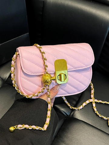 Borsa a Tracolla da Donna di Tendenza con Catena Trapuntata in Pelle PU Minimalista Urbana Piccola Borsa Quadrata