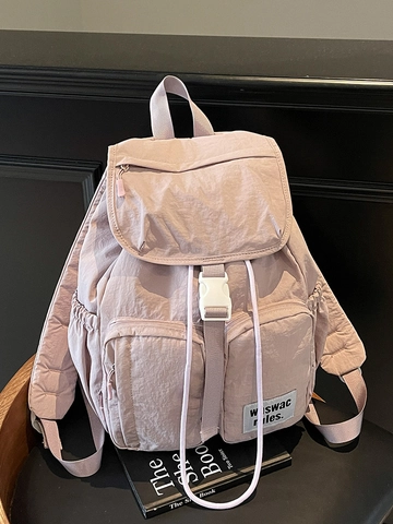 Mochila de Viaje de Nailon Ligera Gran Capacidad Multibolsillos Color Sólido Mochila para Exterior Casual Mujer Hombre Mochila