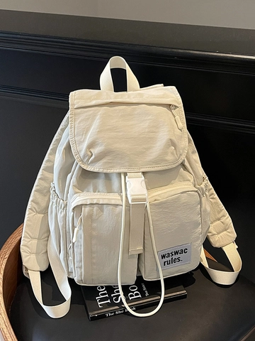 Mochila de Viaje de Nailon Ligera Gran Capacidad Multibolsillos Color Sólido Mochila para Exterior Casual Mujer Hombre Mochila