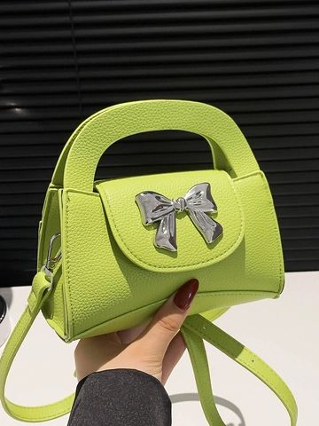Niche Fashion Bow Handheld Mini Bag For Women PU Leather Lychee Pattern Crossbody Purse Small Square Bag Shoulder Bag