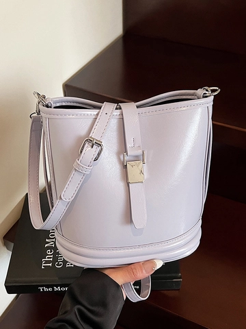 Mode Damen PU Leder Beuteltasche Minimalistische Einfarbige Umhängetasche Mit Metallschnalle Vielseitige Pendler Handtasche