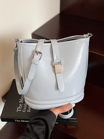Mode Damen PU Leder Beuteltasche Minimalistische Einfarbige Umhängetasche Mit Metallschnalle Vielseitige Pendler Handtasche